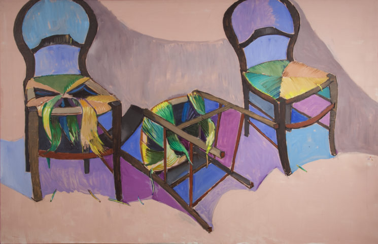 12_Drame en trois chaises, 1979, acrylique sur toile, 130 x 195 cm