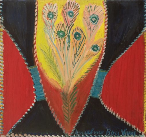 Drapeau aux fleurs, 1967, huile sur carton, 52 x 49 cm