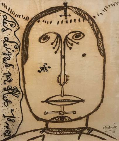 Michel Macréau, Portrait, 1969, Fusain sur papier, 65 x 50 cm