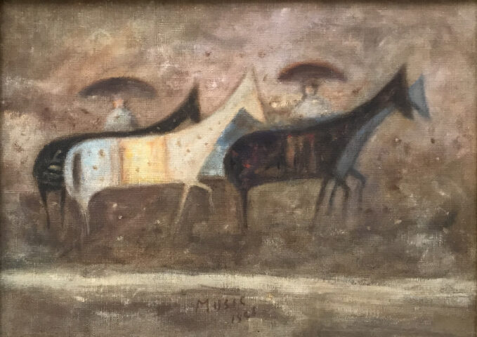 Zoran Music, Cavallini, 1948, huile sur toile, 25 x 35 cm