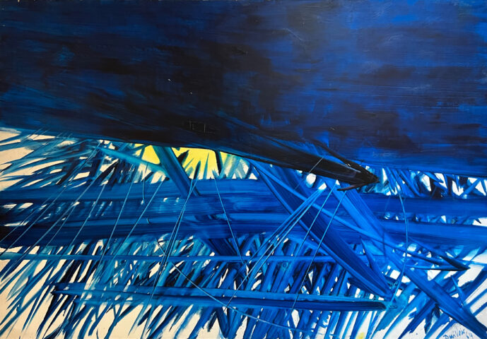 René Duvillier, Le rideau de la nuit, huile sur toile, 129 x 192 cm